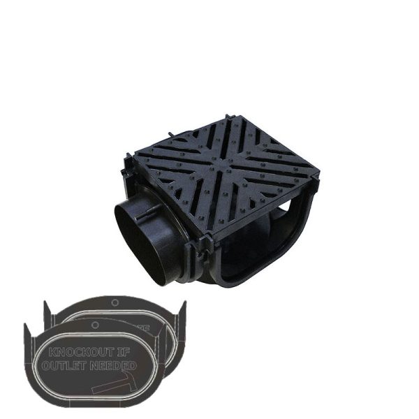 Supadrain Pro Line Channel Drain with Plastic Grate - 4 Way with 2 End Caps (D1011)